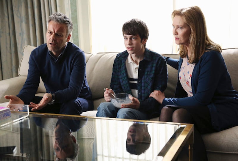 THE FAMILY - "Pilot" - A family is shaken to the core when a politician's presumed dead son suddenly returns. After disappearing a decade earlier, Adam Warren's homecoming to Red Pines, ME, is initially met with astonishment and joy, but suspicions soon begin to emerge. Is he really who he says he is? The boy's shocking reappearance forces the entire family to re-examine who they are and unearths long-buried secrets, betrayals and heartache, in the riveting new thriller "The Family," which will debut with a special premiere, on THURSDAY, MARCH 3 (9:00-10:00 p.m. EST), on the ABC Television Network. (ABC/Jack Rowand) RUPERT GRAVES, LIAM JAMES, JOAN ALLEN