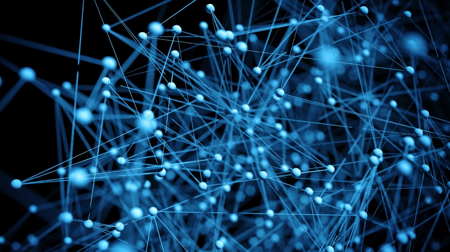 close up of abstract network molecules