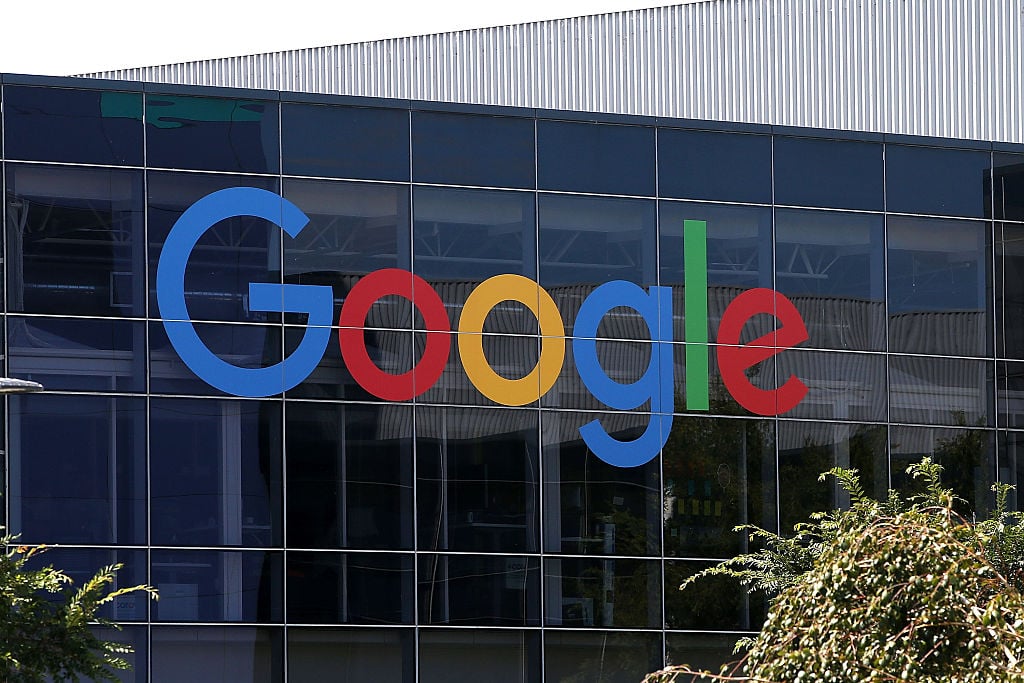 Google logo outside the building