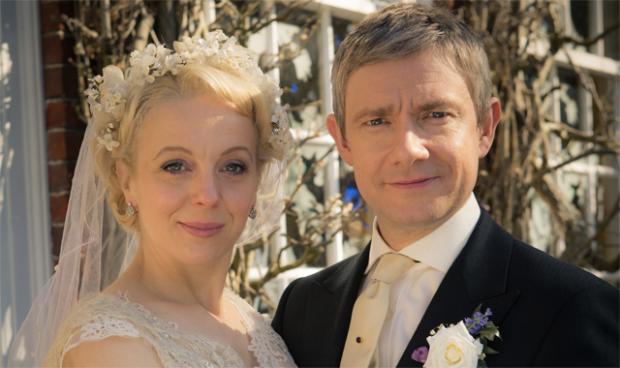 Martin Freeman and Amanda Abbington in Sherlock