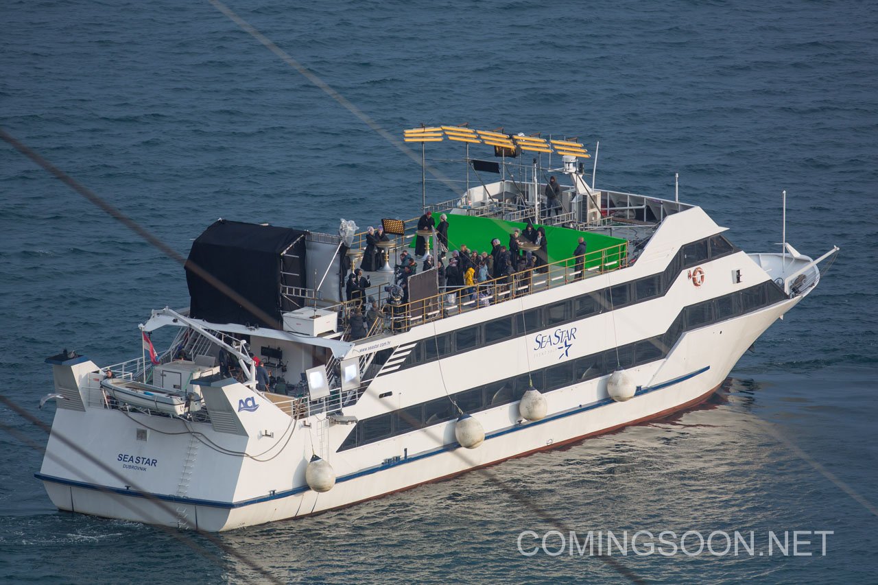 A set photo of a boat off the coast of Croatia