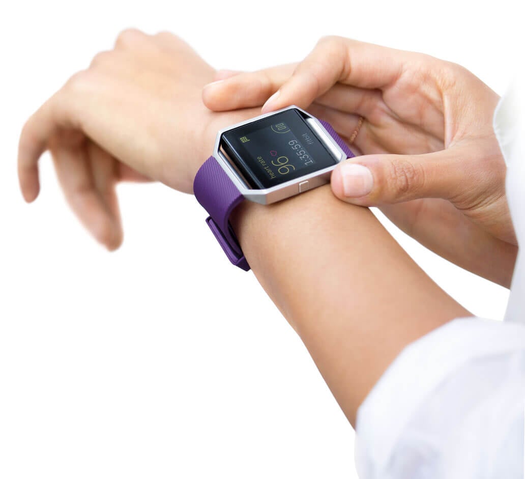 A Fitbit Blaze fitness tracker