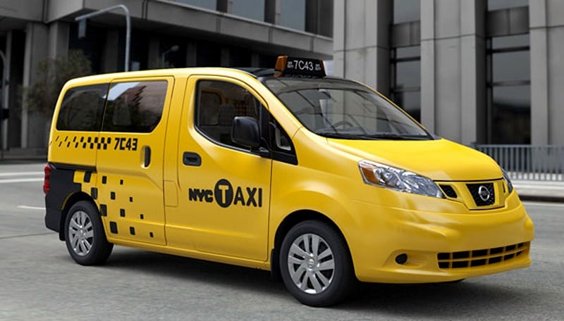 A Nissan NV200 is seen as a New York City taxi cab in New York City.