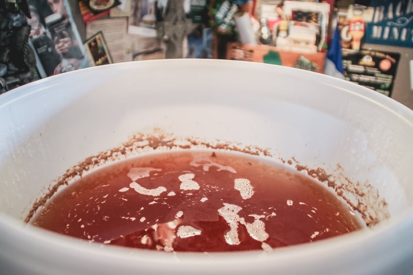 A close-up shot of wort that's ready to be fermented