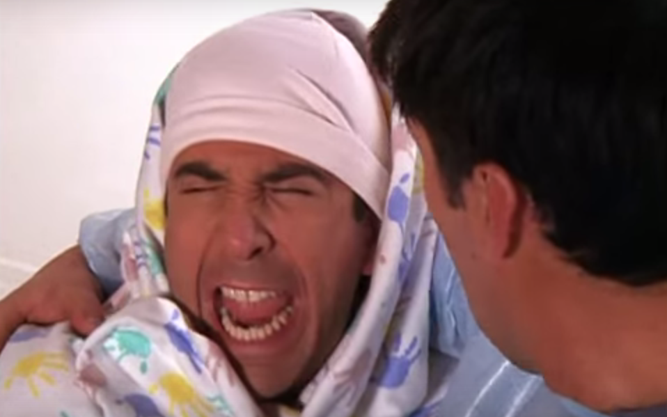 Baby Ross from Friends crying for help, bad credit