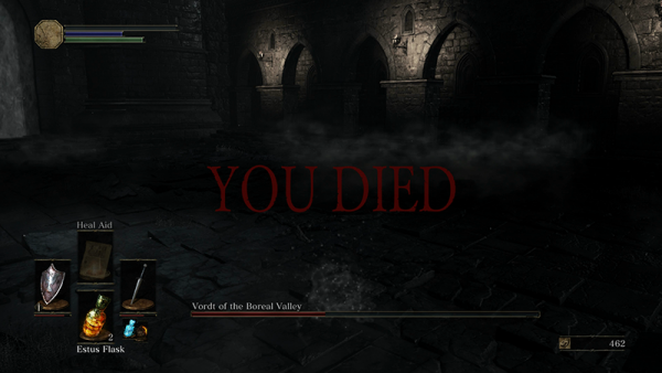 The iconic "You Died" screen from Dark Souls 3.
