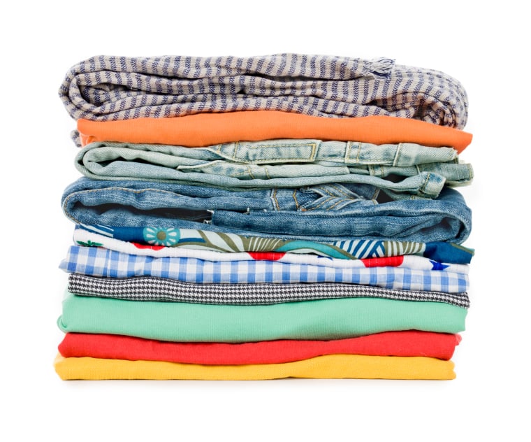 stack of clothing on white background