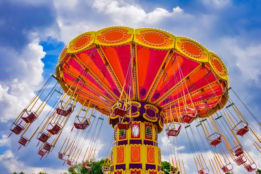 Colorful swing ride in a park