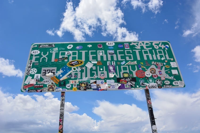 Sign board saying 'Extraterrestrial Highway'