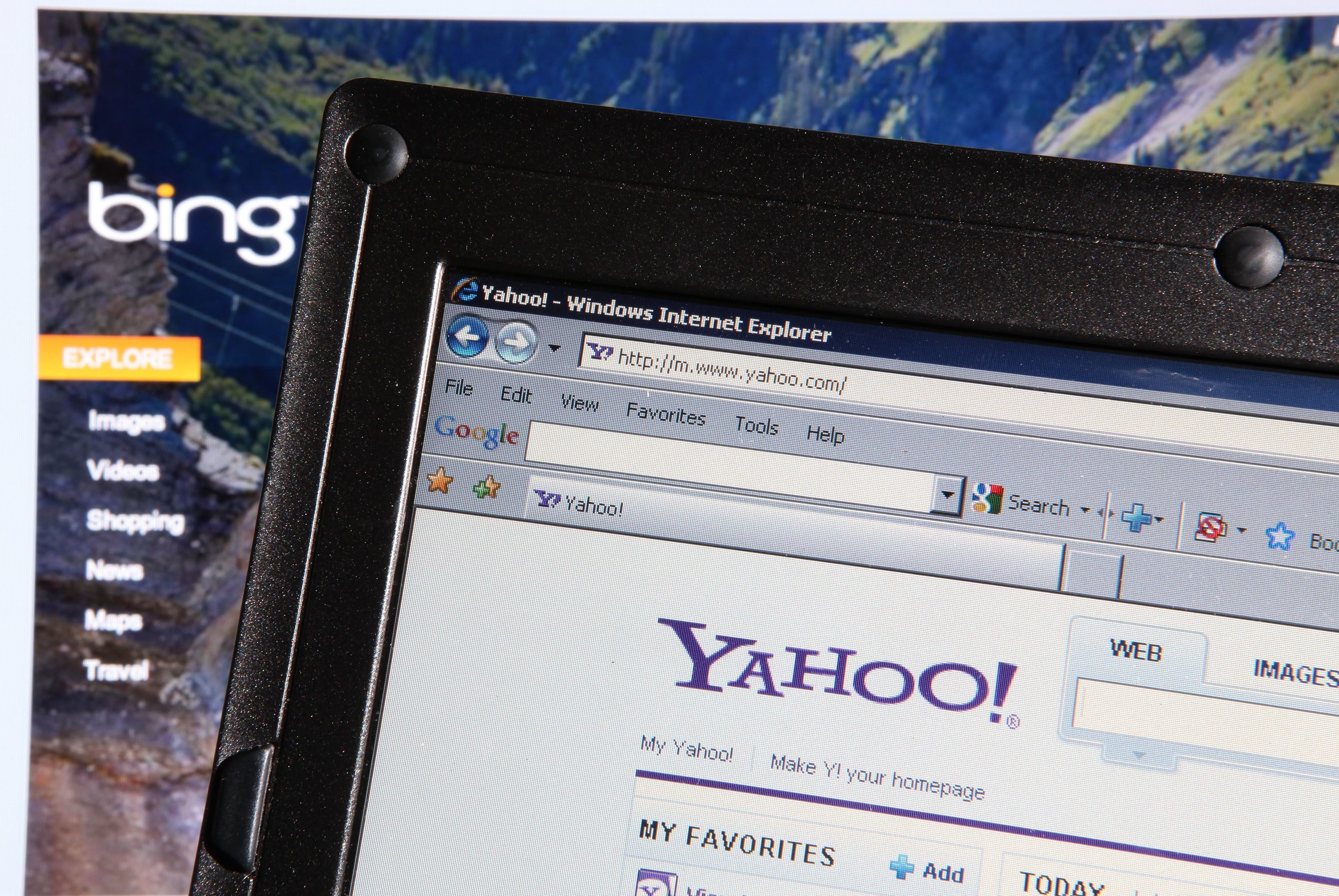 he websites of Bing and Yahoo