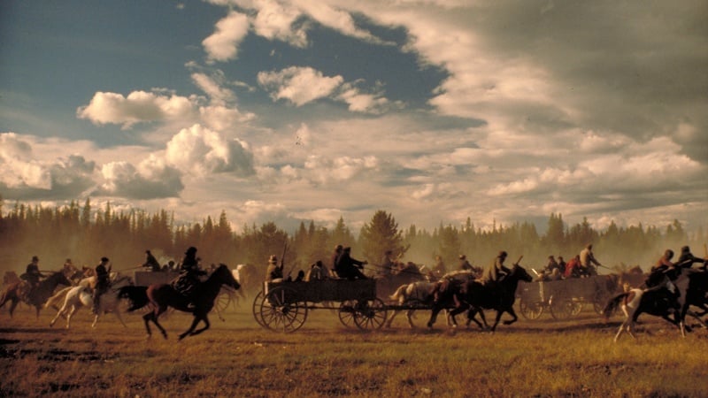 A wagon train from Heaven's Gate