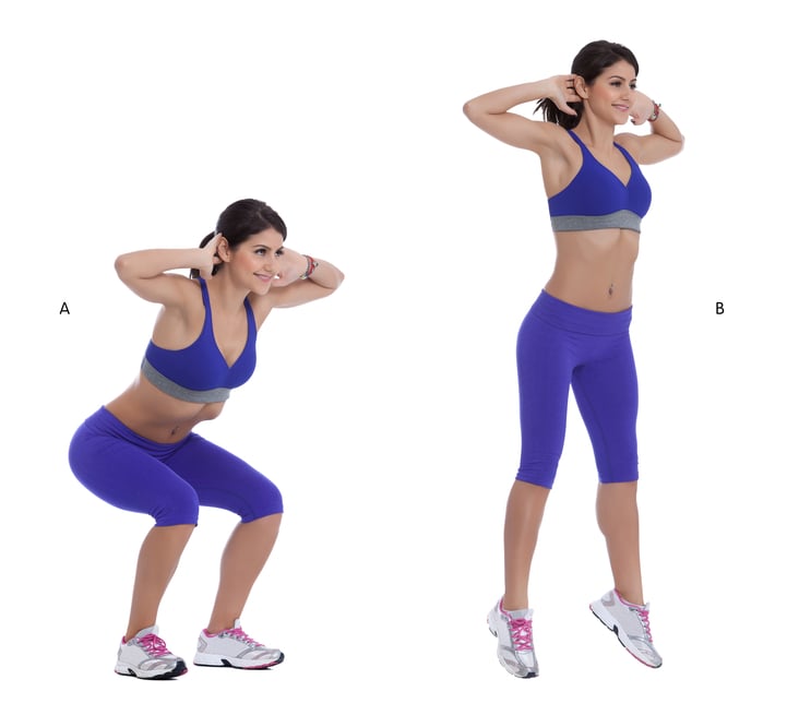 woman doing Jump squats woman doing Jump squats