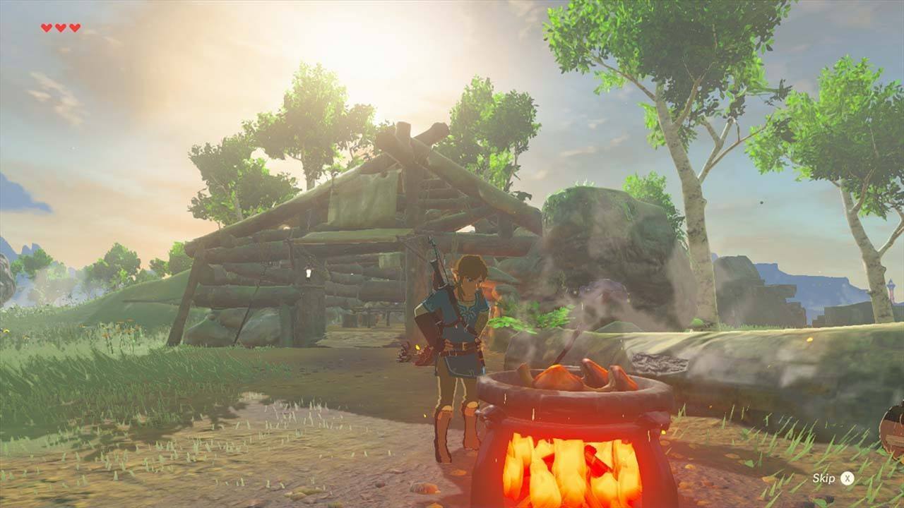 Link cooks in The Legend of Zelda: Breath of the Wild