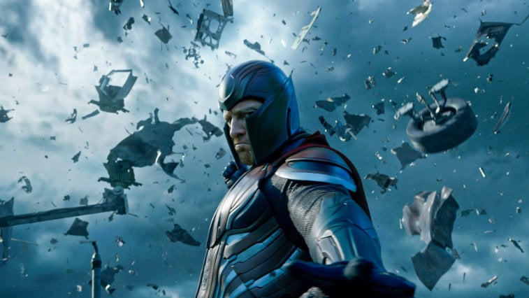 Michael Fassbender's Magneto makes items fly into the sky with his powers in X-Men Apocalypse