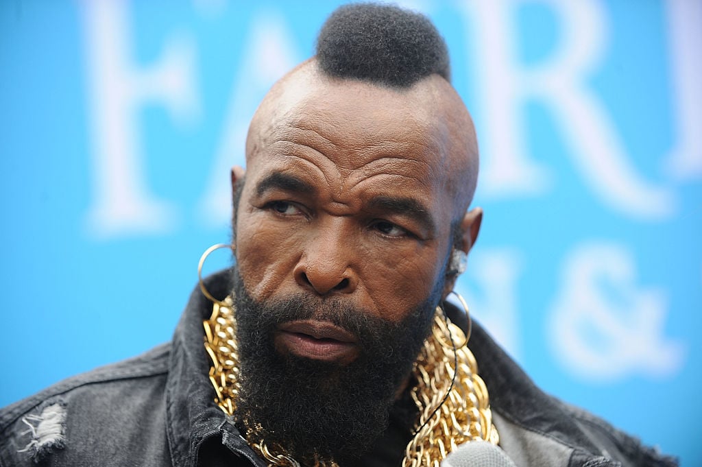 Mr. T with his mohawk and big chain looking serious