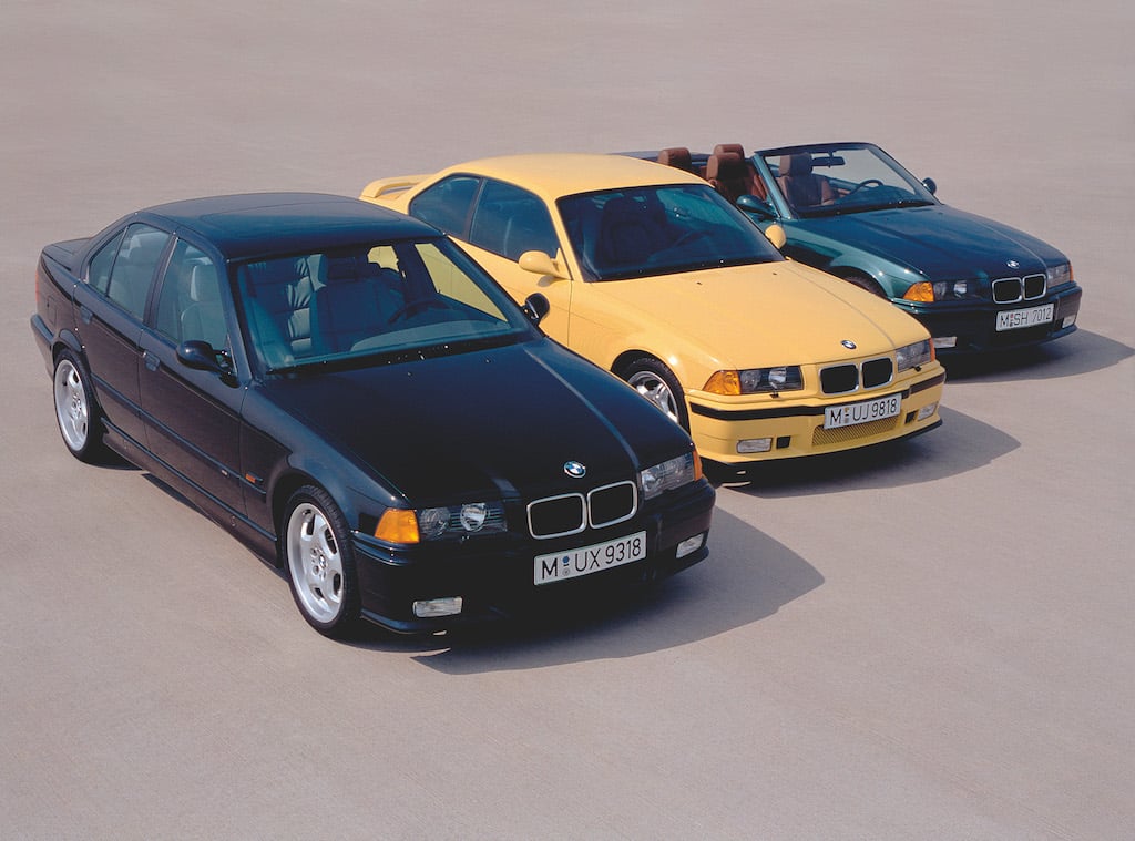 BMWs lined up in a row