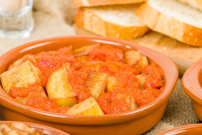 Close up of Patatas Bravas