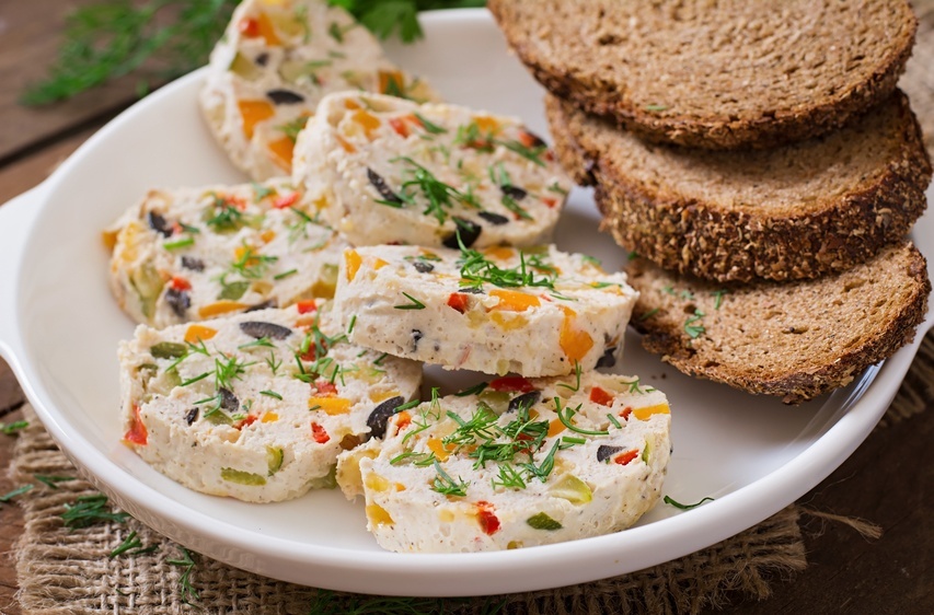 Sandwiches chicken meat loaf in a white plate