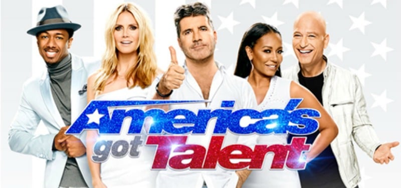  America's got talent judges pose in a promo poster against an American flag background