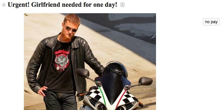 Girlfriend for a day ad from Craigslist Los Angeles