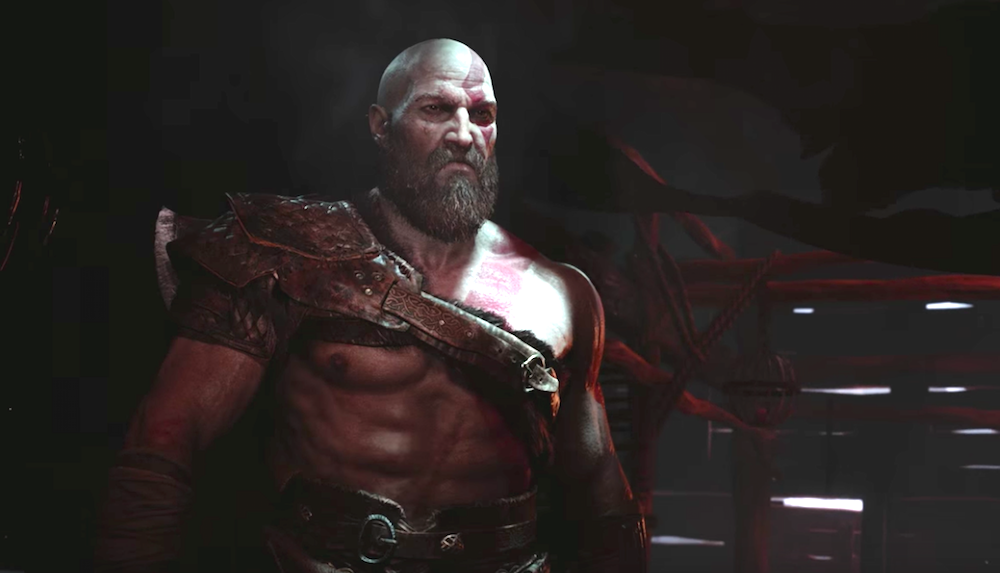 A newly bearded Kratos in PS4's God of War.