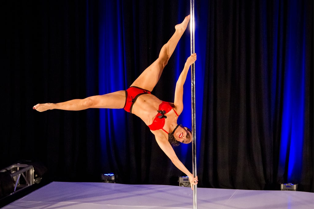 Michelle Abbruzzese performing at a pole dance competition