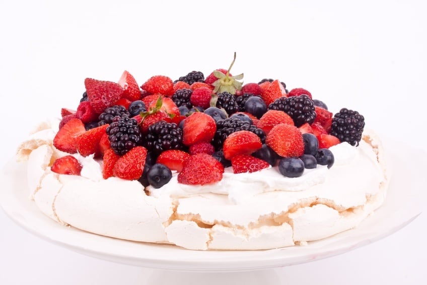 pavlova cake on a white background