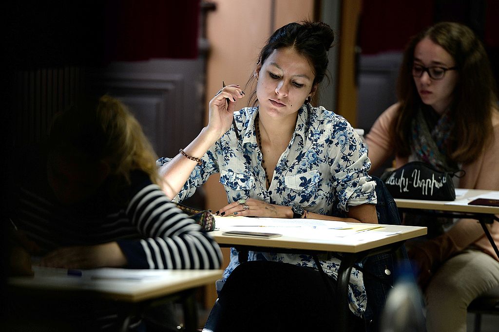 student taking a test