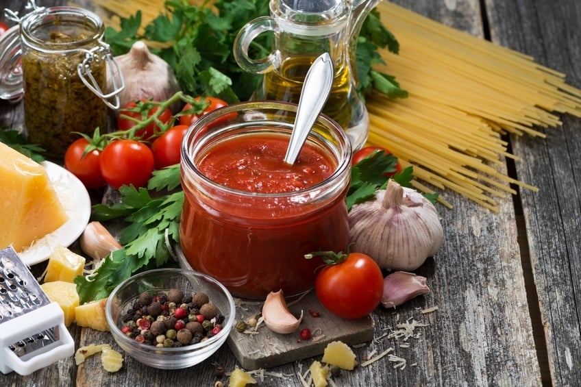 tomato sauce in a glass jar