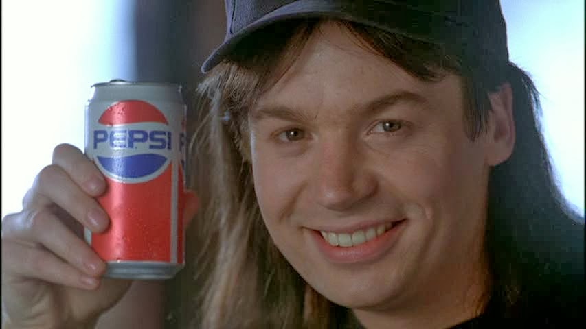 Mike Myers selling junk food in 'Wayne's World'