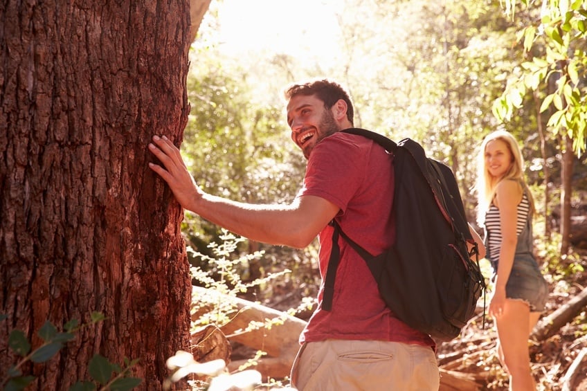 A couple hiking
