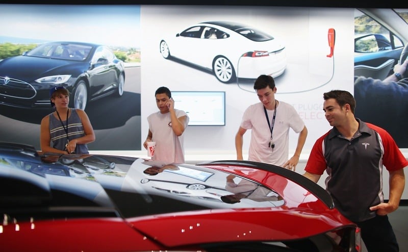 A Tesla showroom