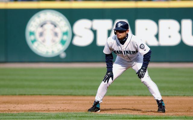 Ichiro Suzuki on the field for the marlins. Ichiro Suzuki on the field for the marlins.