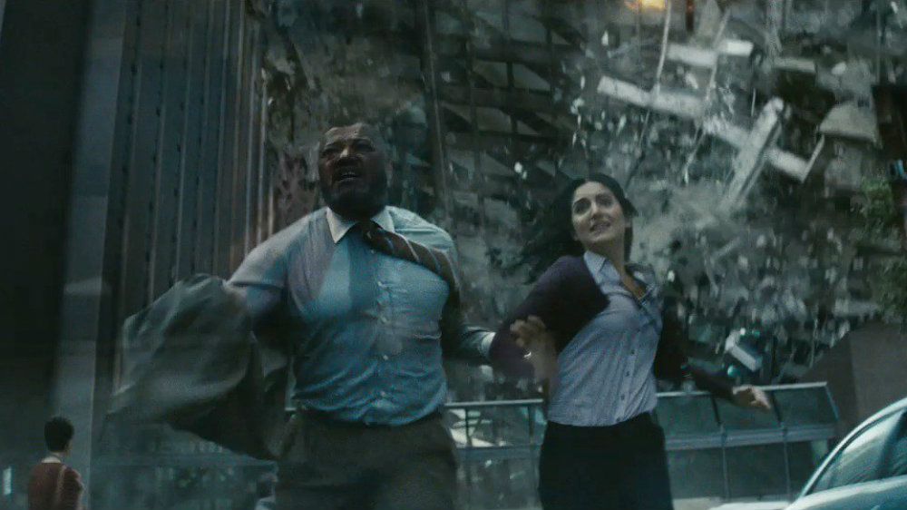 Laurence Fishburne and Rebecca Buller in Man of Steel