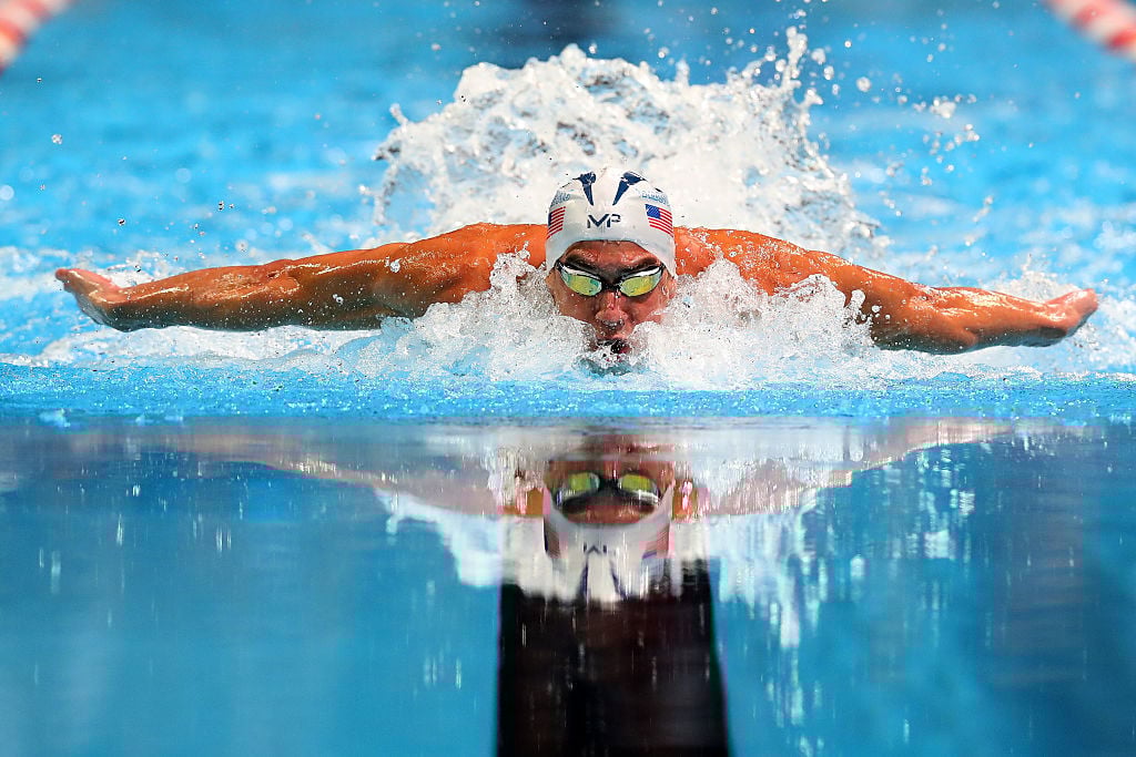 Michael Phelps swimming in the Olympics Michael Phelps swimming in the Olympics