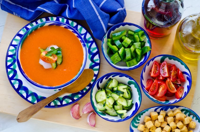Spanish gazpacho and its ingredients