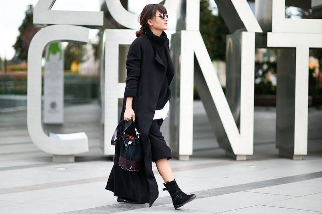 Fashionable woman in black