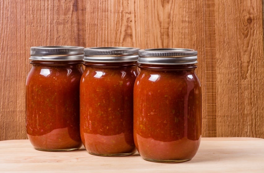 Three jars of tomato sauce