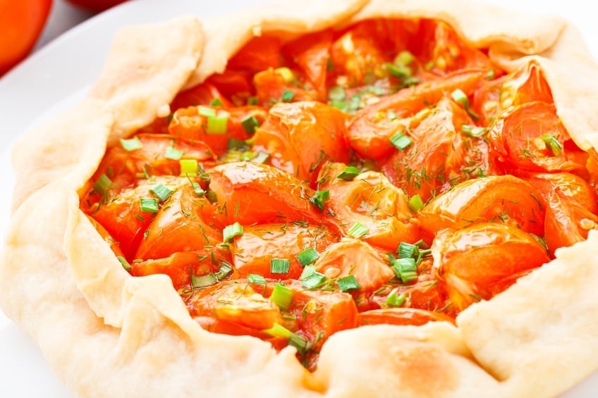 Close up of tomato galette