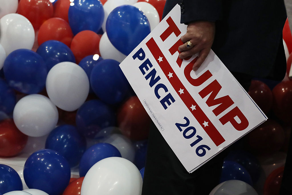 A campaign sign at a rally