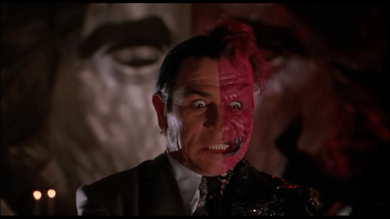 Two Face, a Batman villain and physical embodiment of split authenticity