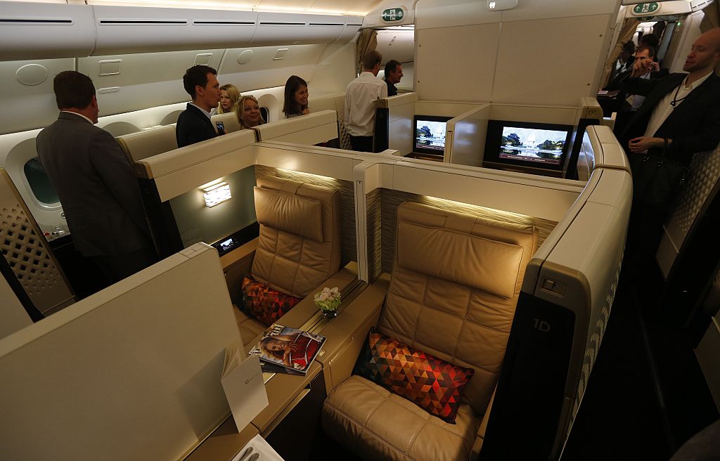 first class section on the Etihad Airways Boeing B787