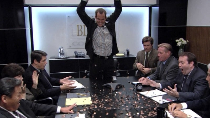 GOB, from 'Arrested Development, shows Bluth Co. board members how to make money