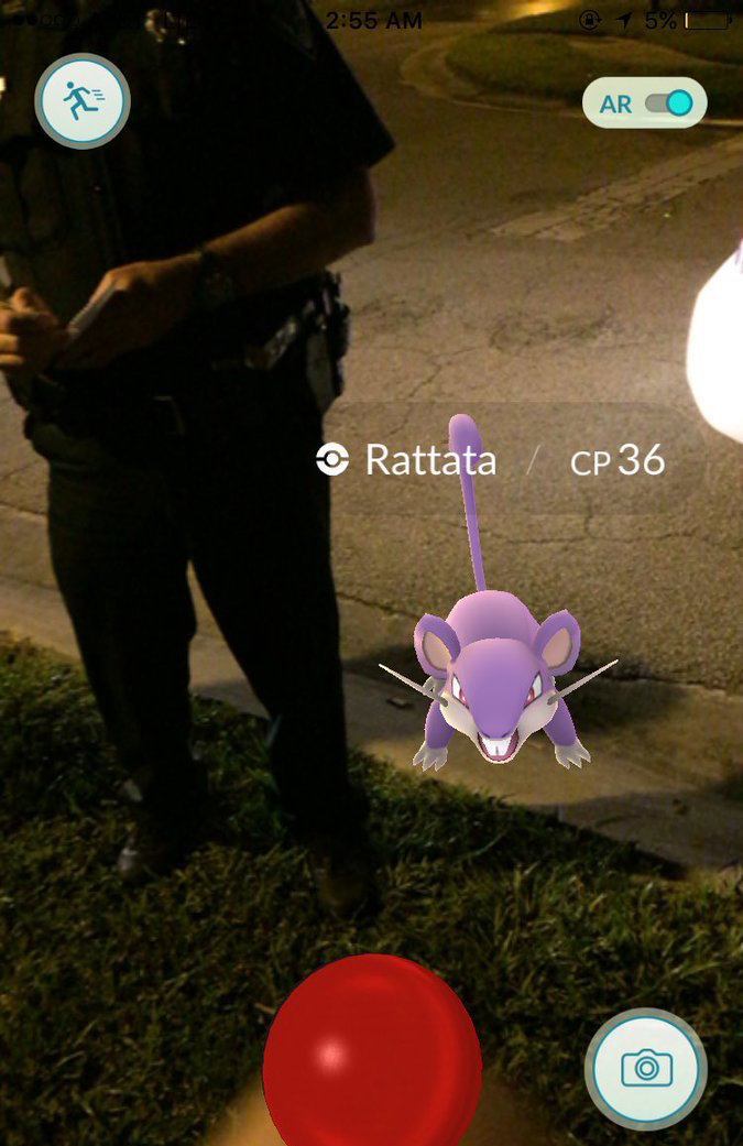 Playing Pokemon GO while talking to a police officer.