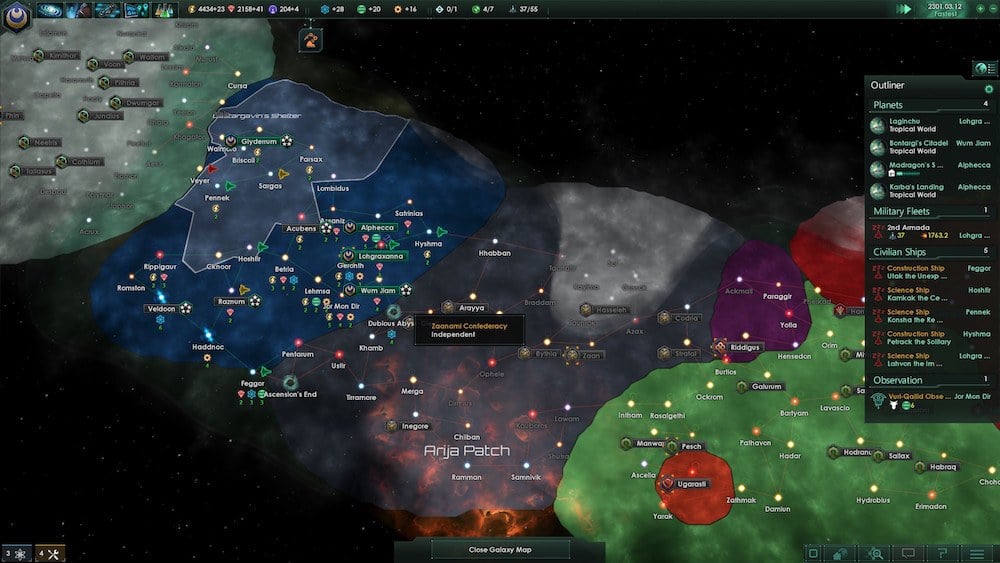 A detailed map of space.