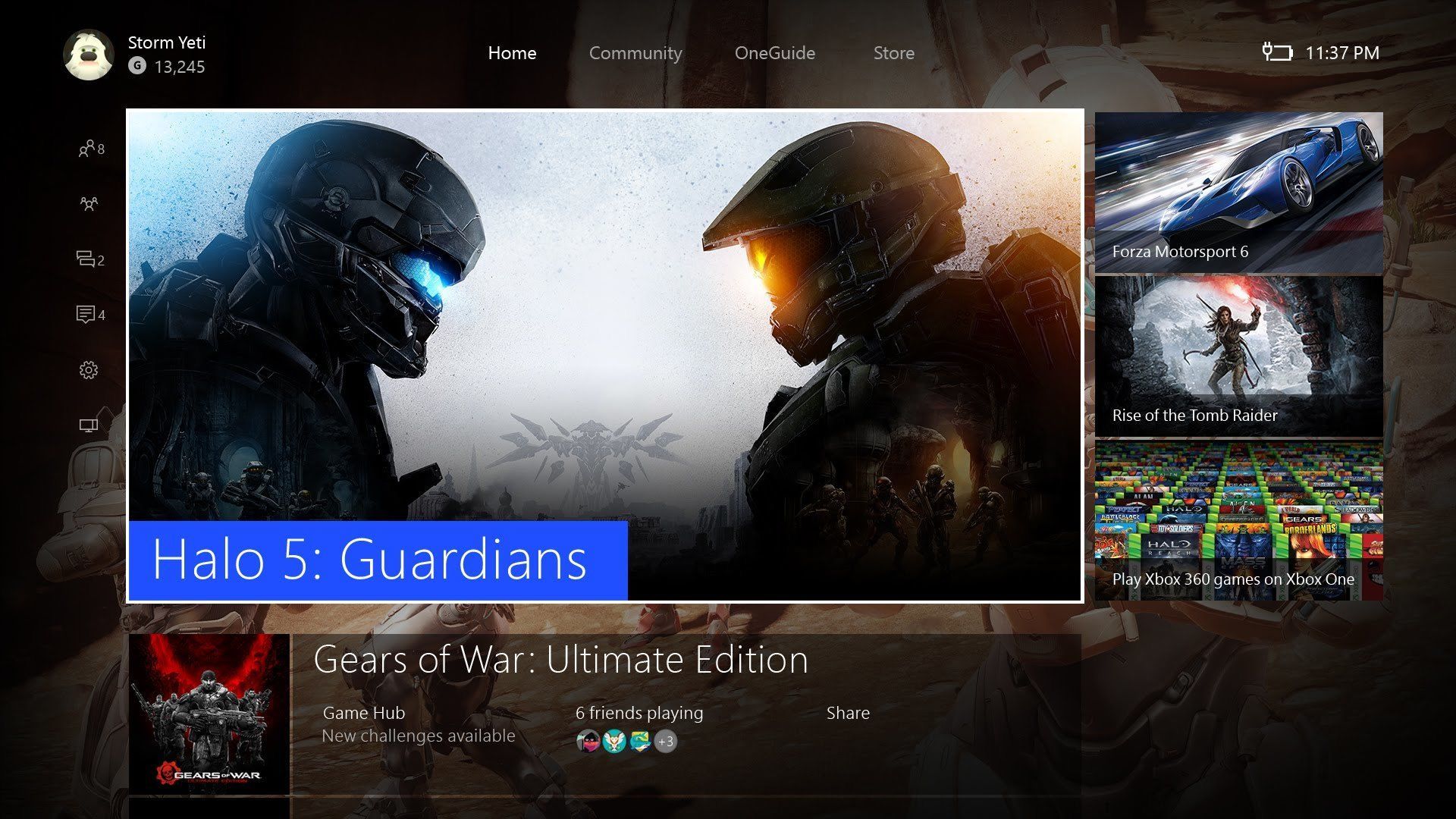Xbox One dashboard.