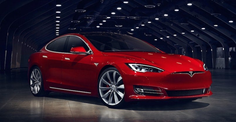 2016 Tesla Model S in red color