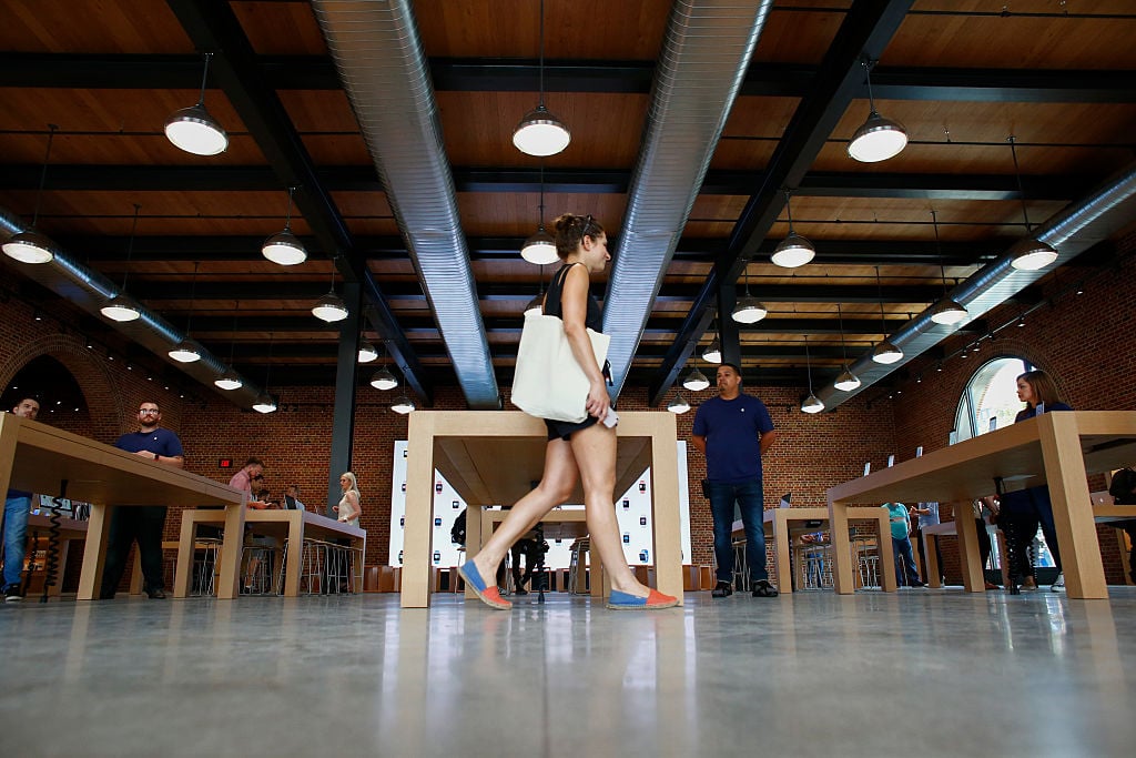 A woman in the new Brooklyn Apple Store