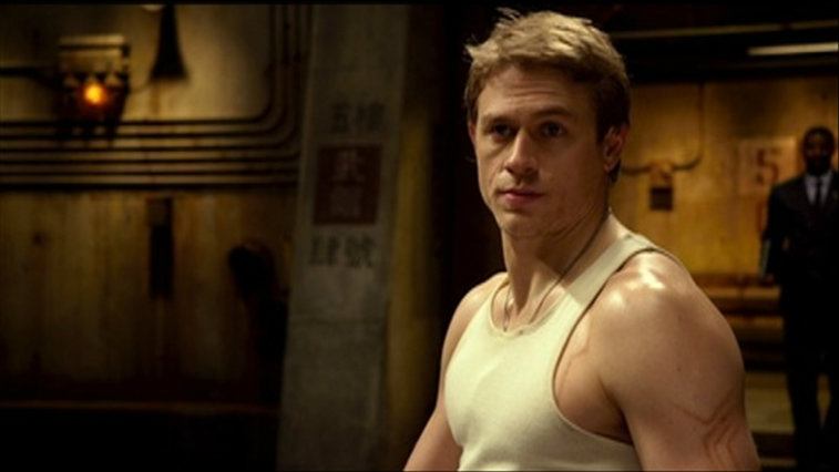 Charlie Hunnam in a white tank top in Pacific Rim