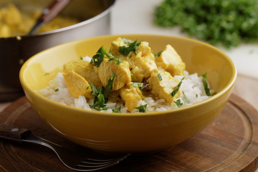 Chicken curry with fork